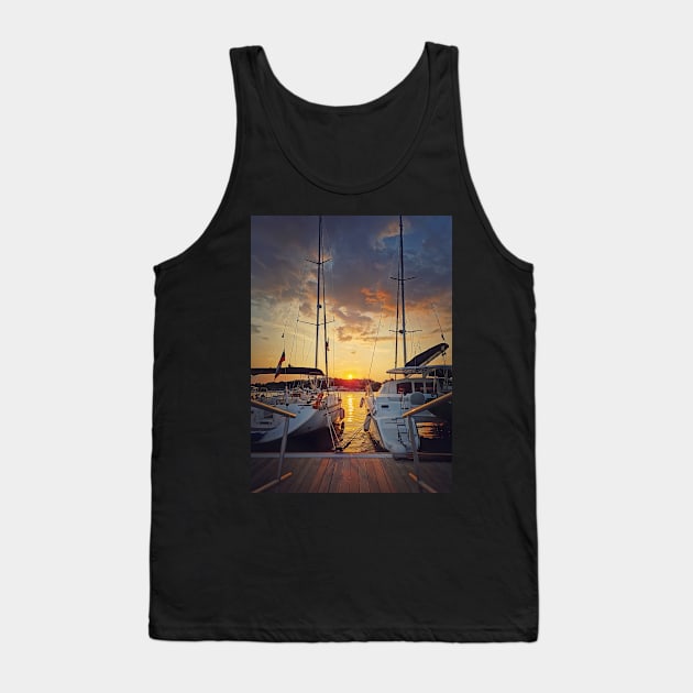 Sunset scene at the harbor Tank Top by psychoshadow